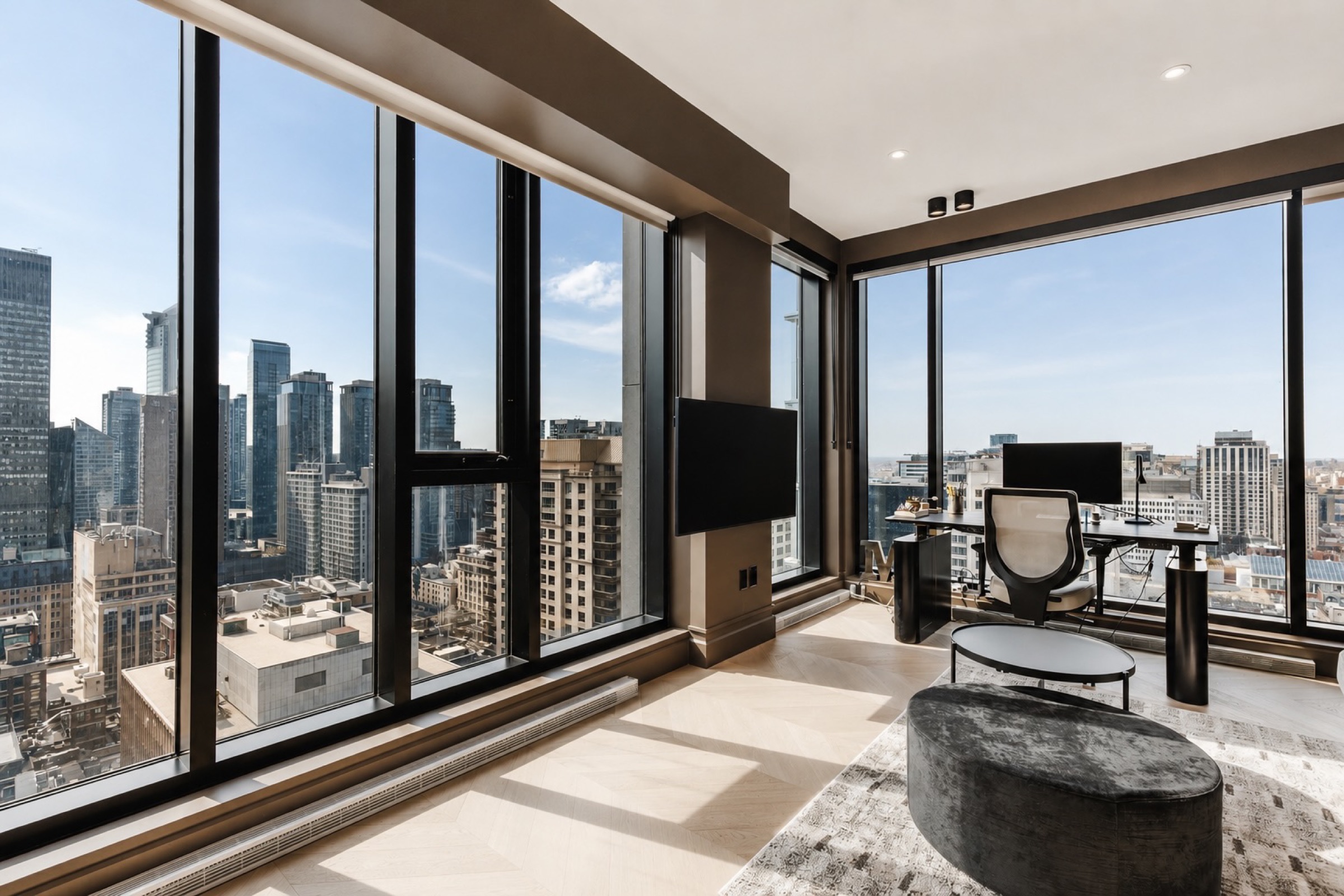 Bureau avec vue panoramique sur la ville
