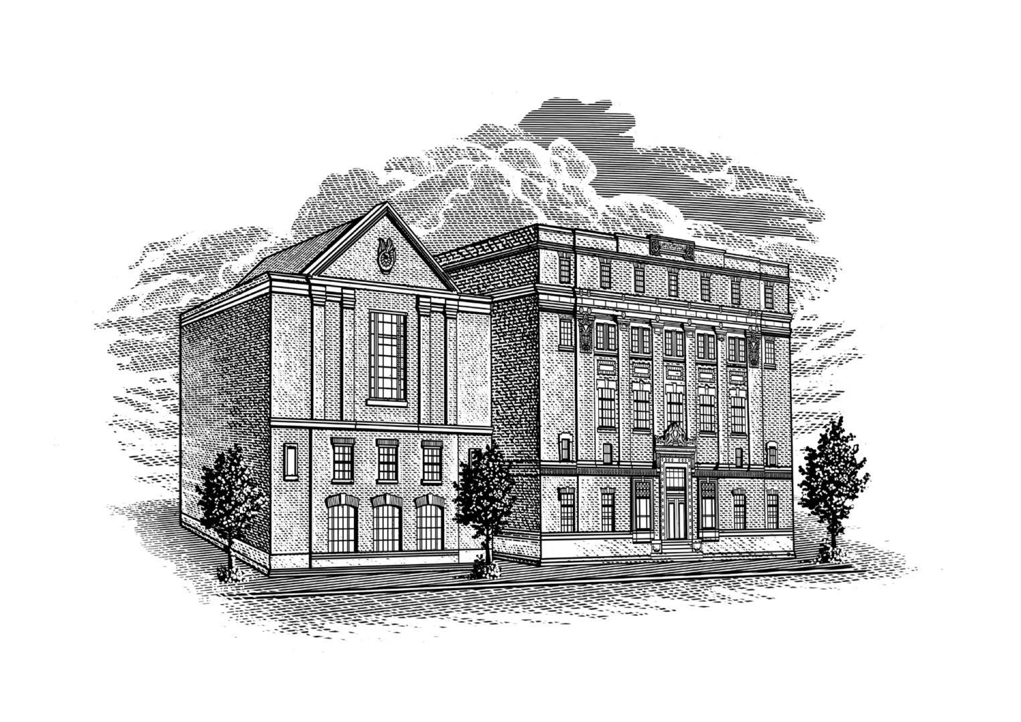 Le bâtiment historique du Club MAA, gravure d'époque